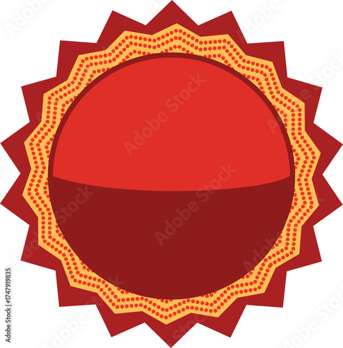 Red Pointed Starburst Badge with Dot Pattern Vector 