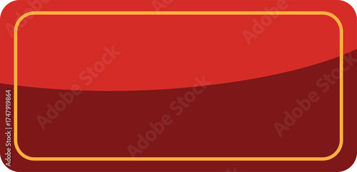Glossy Red and Gold Rounded Rectangular Banner Vector 