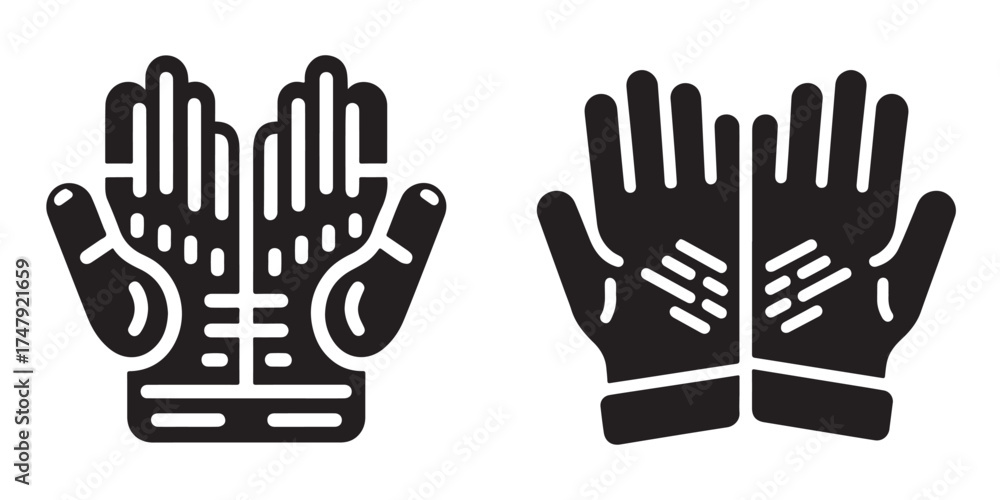 Fototapeta premium Modern Minimalist Fishing Gloves Icon, Flat Silhouette of Outdoor Gear Vector for Angler Illustration Design