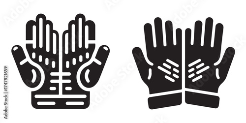 Modern Minimalist Fishing Gloves Icon, Flat Silhouette of Outdoor Gear Vector for Angler Illustration Design