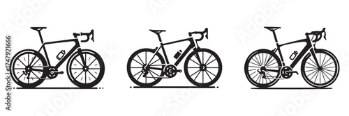 Modern Minimalist Road Bike Icon, Flat Silhouette of a Sports Bicycle Vector for Cycling Illustration Design