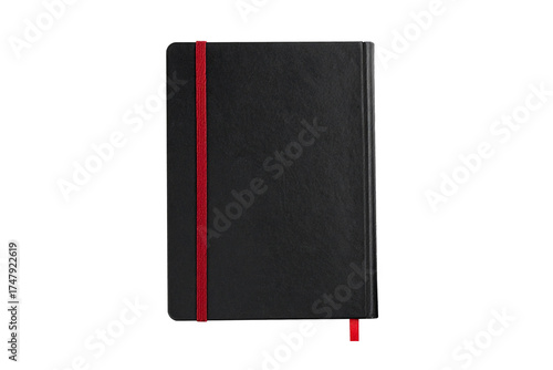 Note book with red elastic band  isolate on white background
