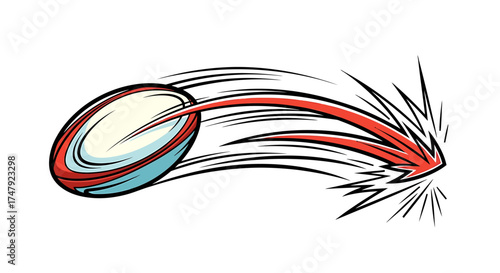 Dynamic Rugby Ball in Motion with Speed Trails and Impact Effect.