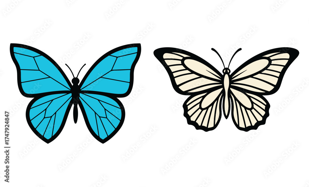 Obraz premium Butterfly butterflies insect insects nature wildlife animal animals wing wings blue white vector art on transparent background