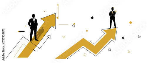 Businessmen success growth strategy leadership development achievement career progress opportunity vision plan on transparent background