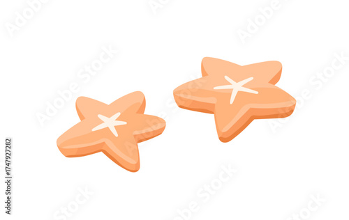 Slices of carambola icon. Fresh juicy starfruit. Tropical fruit with star shape of pieces. Exotic food, natural eating, source of vitamins. Flat isolated vector illustration on white background