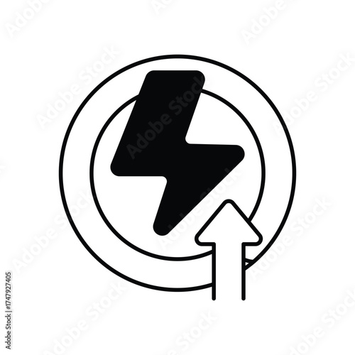 Power-up icon with white background vector stock illustration