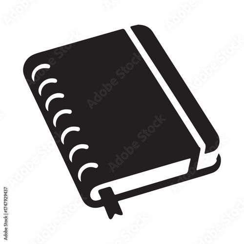 Modern Minimalist Sketchbook Closed Icon, Flat Silhouette of a Stationery Object Vector for Creative Illustration Design