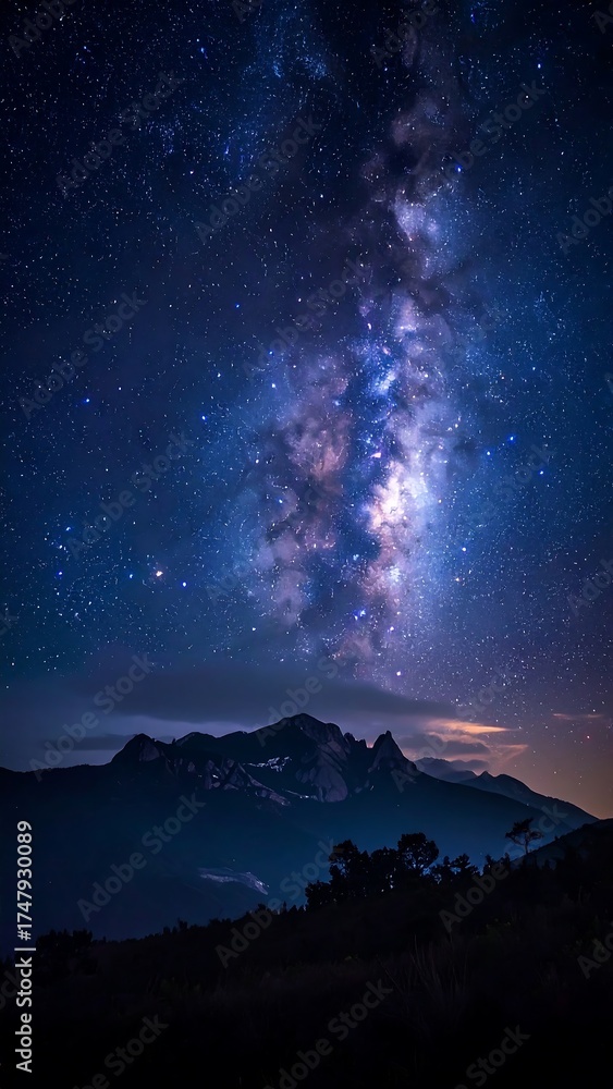 Fototapeta premium Milky Way over a mountain range at night