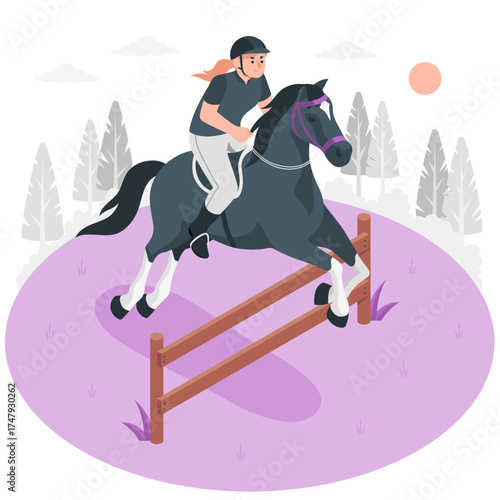 horse jumping Isometric Illustrations
