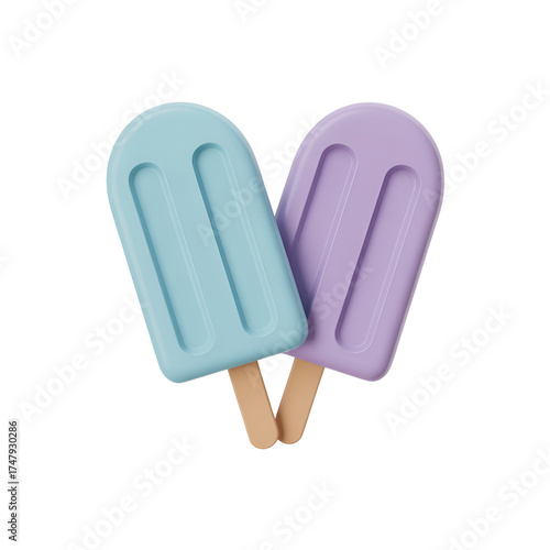 Two Pastel Popsicles on Sticks ice pop frozen treat