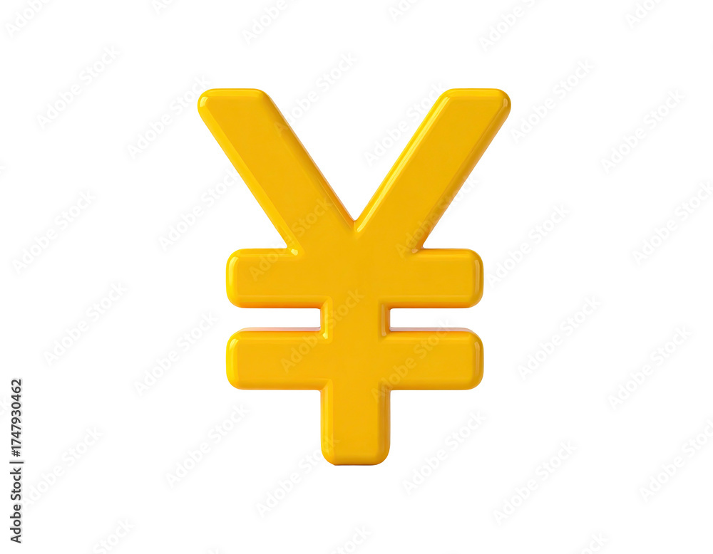 Obraz premium Gleaming gold Yen symbol, three-dimensional, set against a stark black background