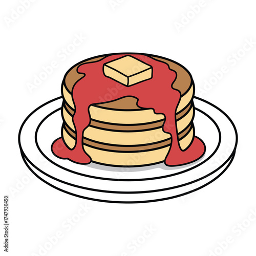 Stack of pancakes with butter and syrup, a delicious breakfast treat