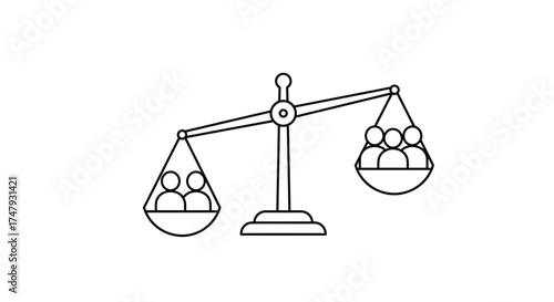 A simple illustration of balance scales with groups of people depicted