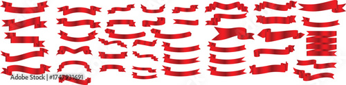 pack of red ribbon band element banner design , Massive Vector Set of Red Ribbon Banners in Various Shapes and Styles
