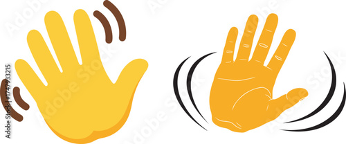 Waving Hand Vector Flat Icon – Hello, Hi, Bye Hand Gesture Emoji Illustration