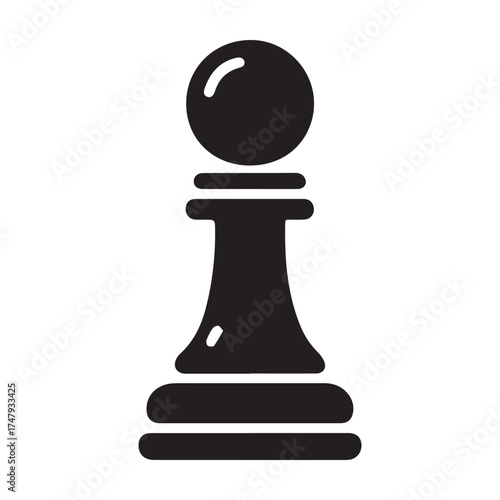Modern Minimalist Chess Pawn Icon, Flat Silhouette of a Game Piece Vector for Strategy Illustration Design