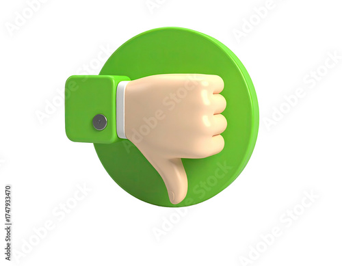 A green thumb-down emoji hand against a green circle background