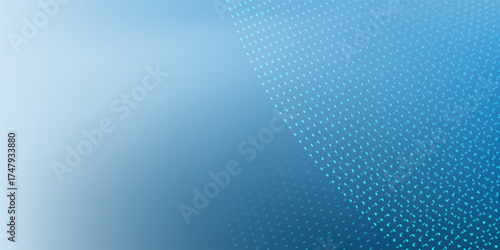 Blurry abstract background with a soft gradient blending deep blue into white dotted 3D pattern on the right. Minimalist and modern design, ideal for presentations, banners or digital user interfaces.