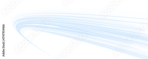 Transparent blue speed lines overlap, creating a multi-layered data stream effect. The glowing edges emphasize depth and modernity. Perfect for cloud computing visuals. PNG
