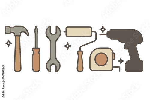 Collection of essential hand and power tools used for construction, repair, and home maintenance