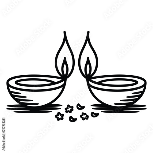 Diwali lamps illustration, a traditional symbol of light and celebration