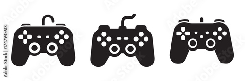 Modern Minimalist Game Controller Icon, Flat Silhouette of an Electronic Device Vector for Gaming Illustration Design