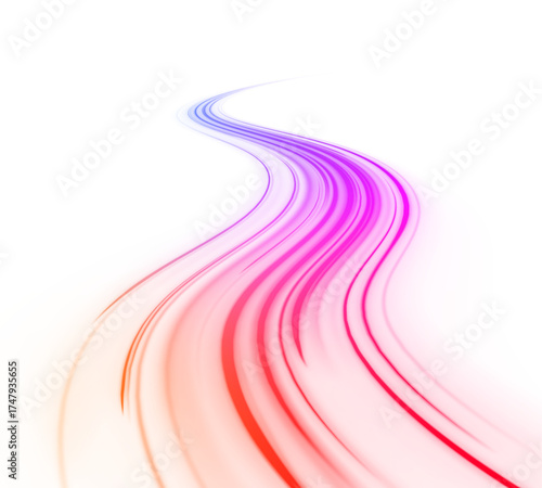 Violet and pink intertwined speed lines create a rhythmic pattern of movement and creativity. The neon glow adds softness and modernity. Perfect for music and art visuals. PNG
