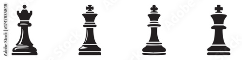 Modern Minimalist Chess Icon, Flat Silhouette of a Board Game Vector for Strategy Illustration Design