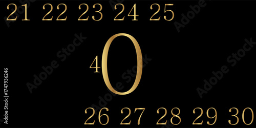 Golden Number 3D Style Font. one to Nine Isolated Letters. Birthday golden numbers Vector design elements. Golden numbers set.