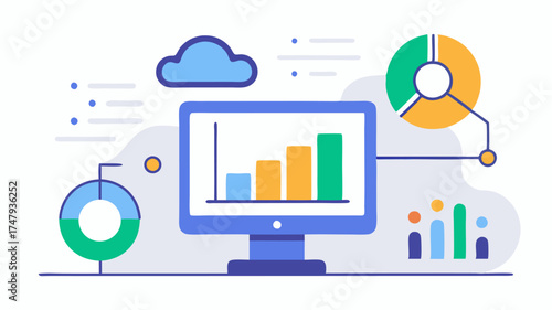 Performance Monitoring A graphic depicting performance metrics monitored in cloud environments using dashboards graphs and analytic tools with dynamic metrics.