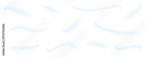 Glowing neon arcs twisting in high-speed motion. Futuristic light trail effect. Abstract dynamic ribbons in  blue gradients. PNG