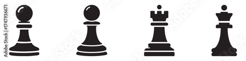 Modern Minimalist Chess Icon, Flat Silhouette of a Board Game Vector for Strategy Illustration Design