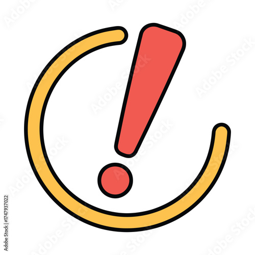 Illustration of an exclamation mark inside a circle to signify attention, warning, or importance