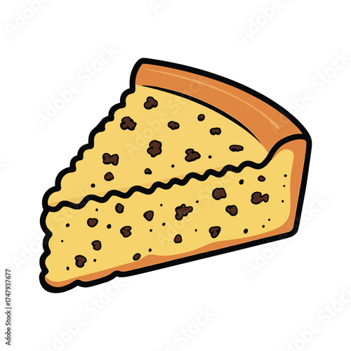 Illustration of a slice of cheesecake with chocolate chips vector art