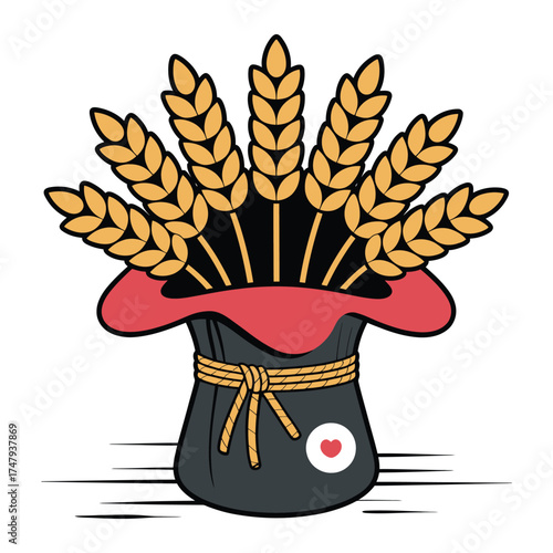 Wheat in a bag, harvest of wheat sack of wheat grain in a bag
