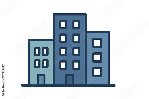 Modern high-rise office buildings or residential apartments in a city setting