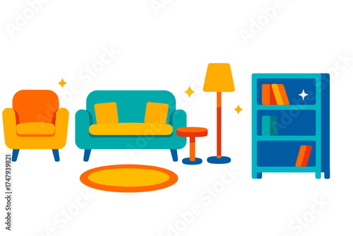 Stylish interior design elements featuring comfortable seating and storage solutions
