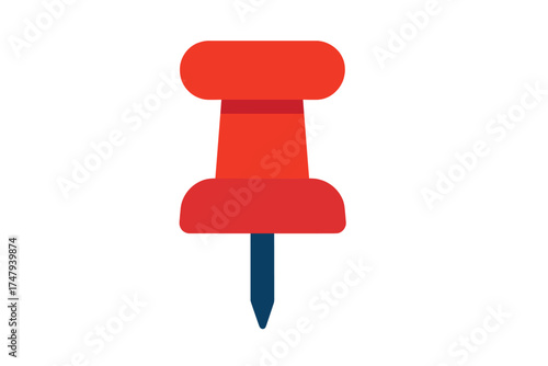 Simple red pushpin office supply for fixing notes or marking locations on a map