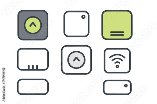 Modern user interface icons set for smart home devices and remote control systems