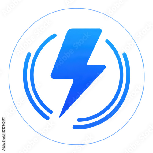 Free Download Blue Lightning Bolt Icon with Transparent Background, Glossy Design Element for Web Design - GFXLoad