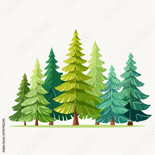 set of christmas trees