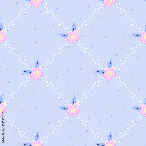 Vector seamless floral pattern with flower elements. Cute and modern design suitable for fabric, wallpapers, clothing, nursery decor, and fashion accessories