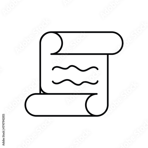 Quest scroll icon with white background vector stock illustration