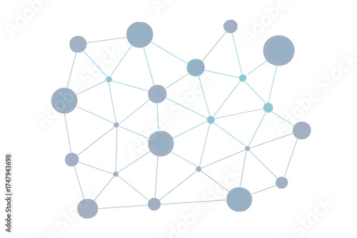 Abstract geometric network structure with interconnected nodes and lines for data connection