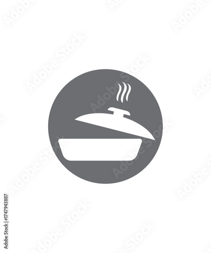 vector pan with a steam logo design concept illustration idea, Frying pan logo design, Steam cooking logo