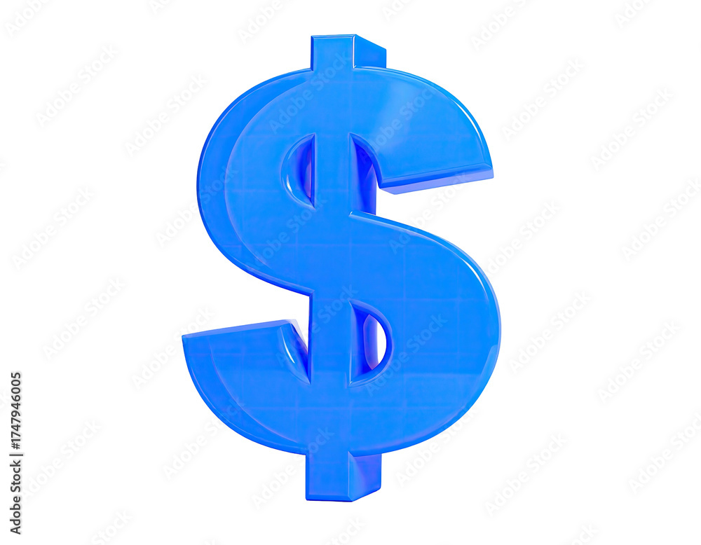 Fototapeta premium A bright blue dollar sign stands out against a dark background