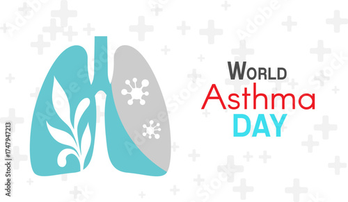 World Asthma day poster. Vector illustration of pulmonary care concept