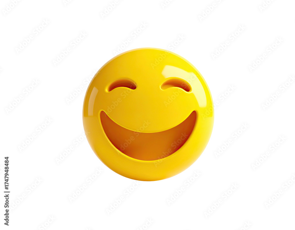 Fototapeta premium A cheerful 3D rendered emoji with a wide, toothy grin on a black background