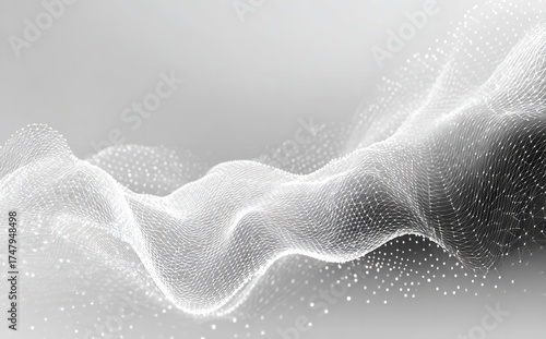 Ethereal white abstract landscape of flowing data, creating dynamic waves for digital future concepts.